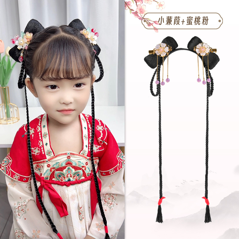 Xiaoyao 빵 + 복숭아 핑크 헤어 액세서리 한 쌍