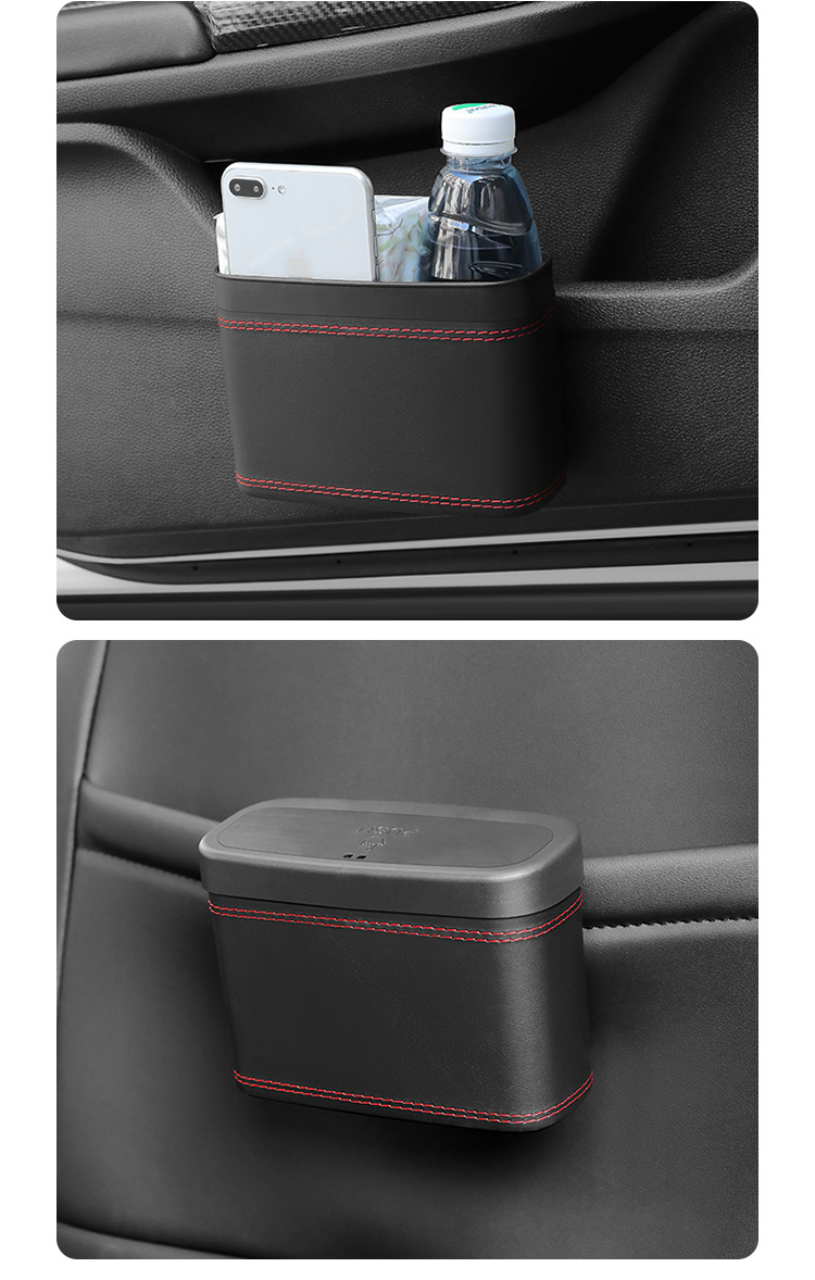 Car trash can car chair back door hanging storage box multifunctional car supplies garbage bag folding storage
