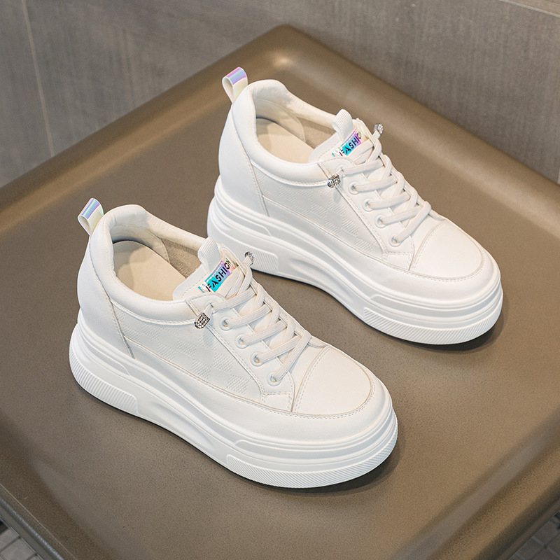 小码新款内增高厚底透气松糕鞋免系带小白10厘米小个子夏款女单鞋