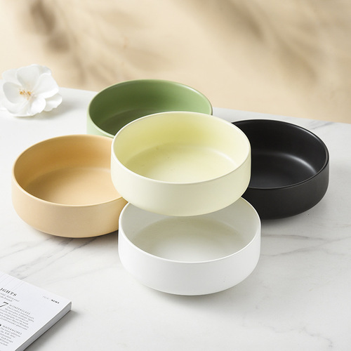 Nordic Bowl Household Pasta Bowl Low-Carb Meal Plate One-Person Ceramic Light Meal Tableware Hotel Restaurant Salad Bowl Round Pot Bowl