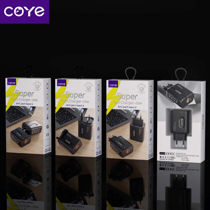 Typec+Usb-A Multi-Port Fast Charging Head 20W Fast Charging Charger Suitable for European Standard Chargers Suitable for Apple and Huawei