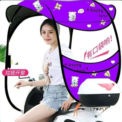 Elektromobil üçün ön şüşə çətiri (günlük) – Style Detachable Fully Retractable - 10th-generation-purple-bear-models-with-rearview-mirrors