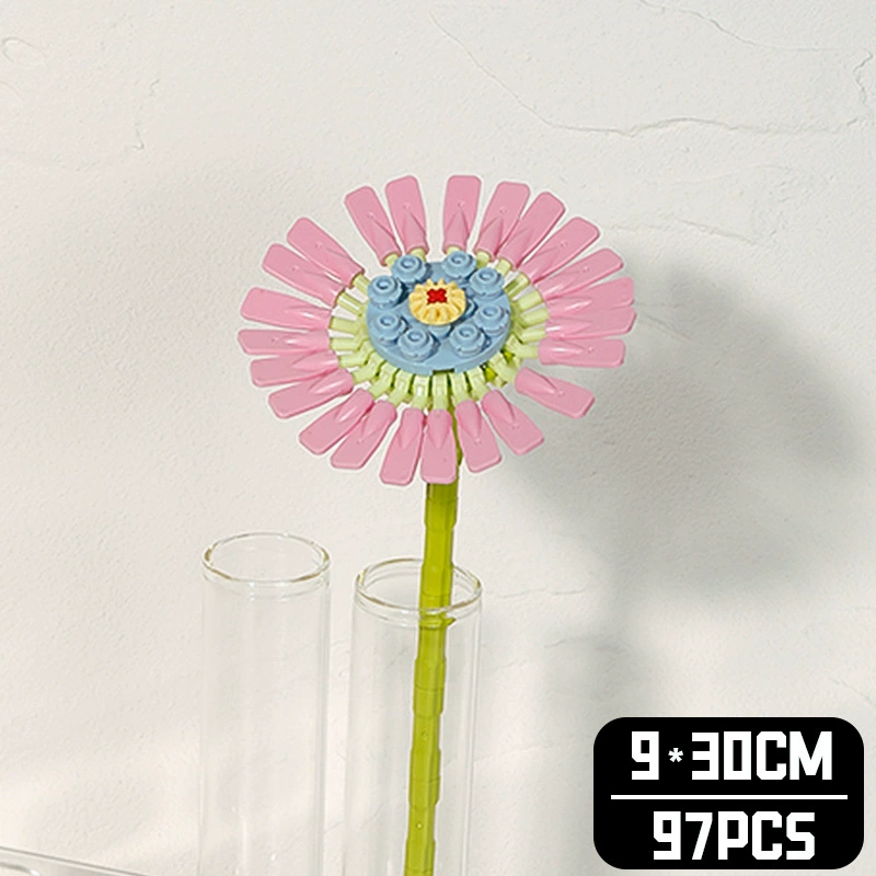 Realistic Table Flower Set, DIY Miniature Bouquet Constructor, Assorted Rose & Sunflower Models, Gift