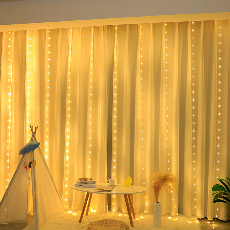 3* 3m Bedroom LED String Curtain Lights Christmas Holiday Background Decoration USB Remote Control Small Colored String Lights Wholesale