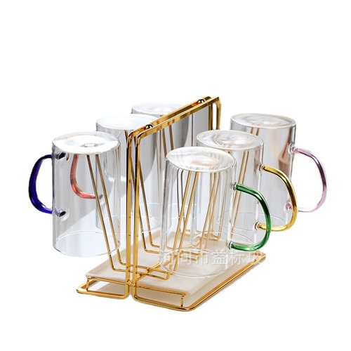 Manufacturer wholesale creative colorful high temperature resistant green tea cup milk thickened glass water cup straight household cup