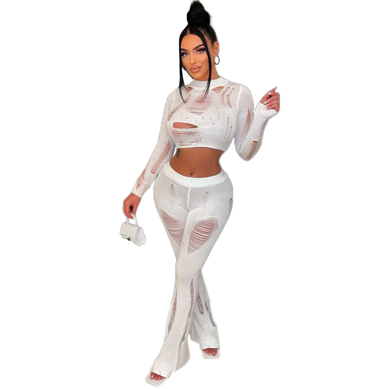 Women's Fashion Solid Color Hollow Out Pants Sets display picture 33