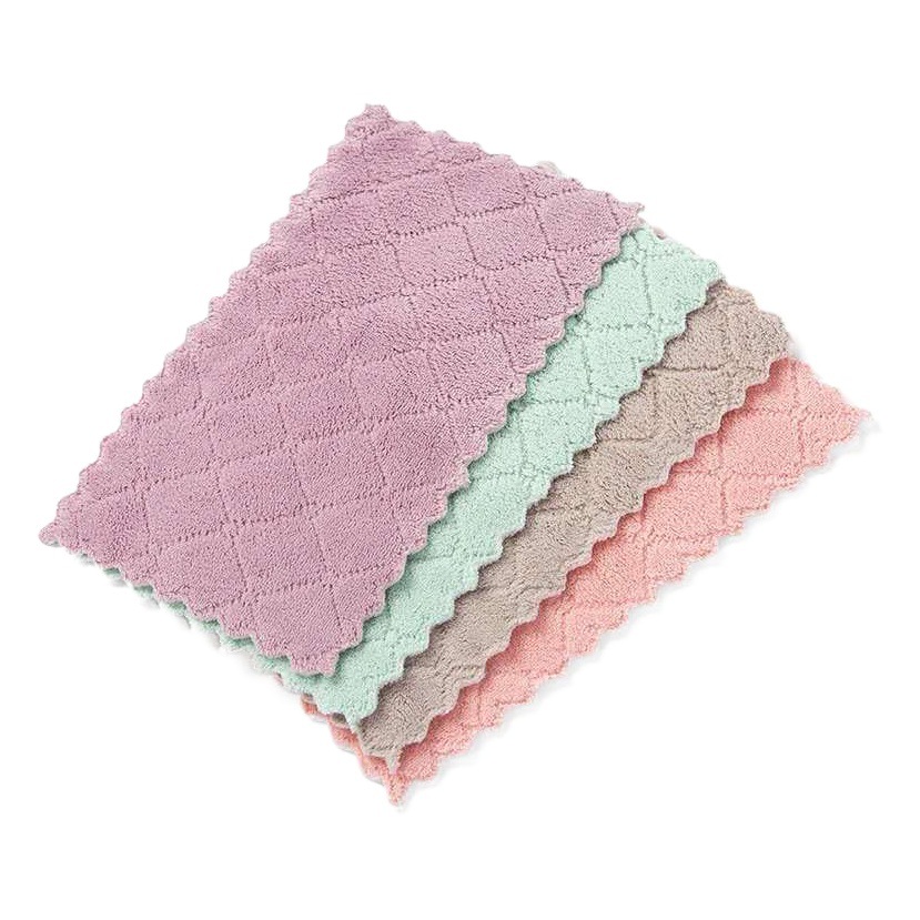 Double-Sided Dual-Color Coral Fleece Cleaning Cloth, Dishwashing Cloth, Household Cleaning Cloth, Scouring Pad, Household Cleaning Cloth