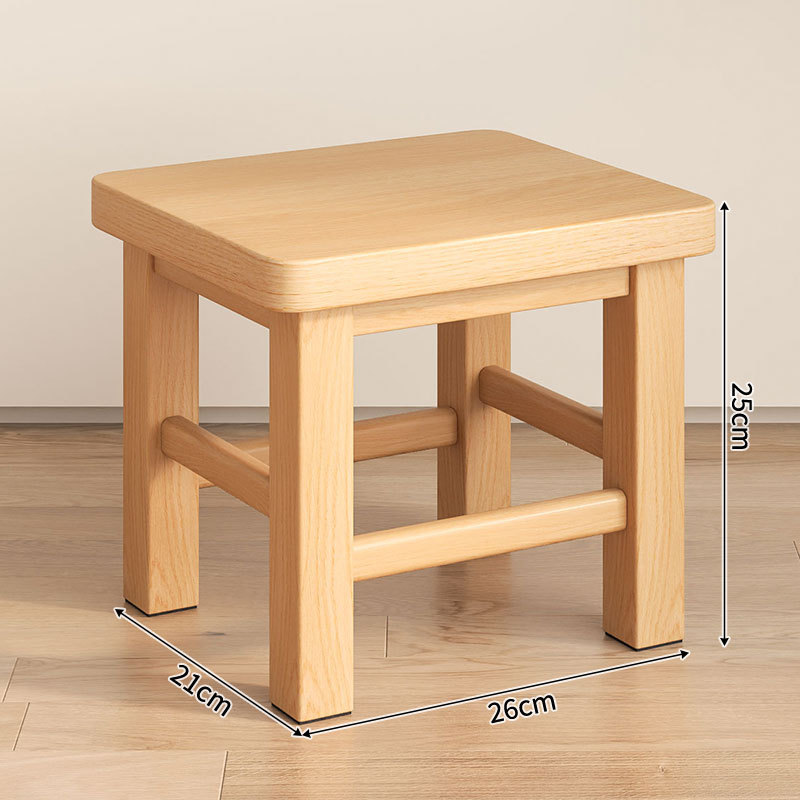 [imported rubber wood, thickened stool surface] log color 25cm high - no cracking
