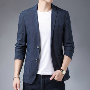 Men's Suits 2024 Autum New Style Young and Middle-Aged Men's Casual Thin Jacket Slim Single-Piece Two-Button Suit