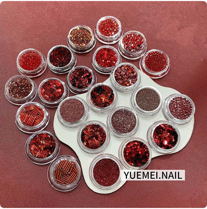 Red Series Glitter Sequins New Chinese Style Christmas New Year Valentine's Day Bright Red Manicure Dopamine Nail DIY Decoration