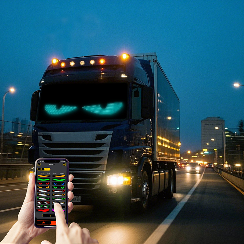 Truck Devil's Eye Led Lighting Soft Screen Car Truck Eye Light Bluetooth Dynamic Led Flexible Advertising Screen