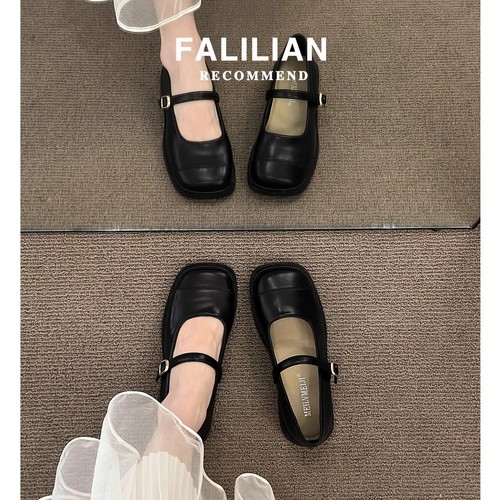 Artistic low-top shallow mouth one-piece Mary Jane small leather shoes, suitable for commuting and versatile, 2025 summer new single shoes
