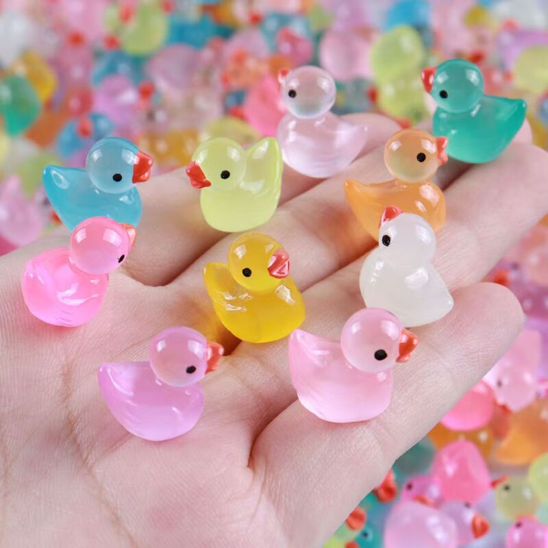 Tiktok-Style Glowing Duck Toy Desktop Ornament Mini Fluorescent Decoration Children's Realistic Crystal Luminous Item