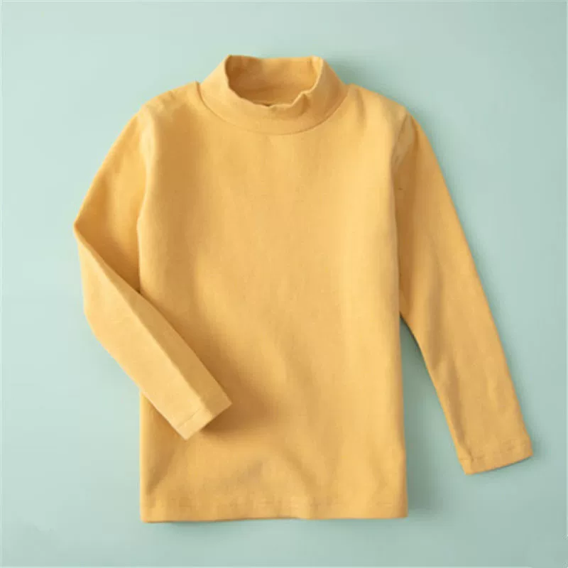 Children's Demi-Season T‑Shirt, Body‑Friendly Cotton, Long Sleeve, High Collar, Korean Style