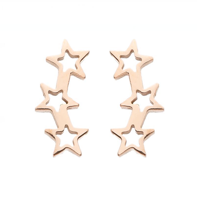1 Pair Quantity PVD Coated Real Gold Plated Star Spider Notes Stainless Steel Retro Waterproof Non Tarnish Ear Studs