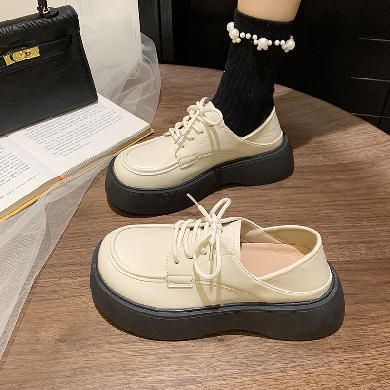 Queen Style Small Leather Shoes for Women British Style 2025 New Spring and Summer Student Big Toe Retro Black Strap Jk Shoes