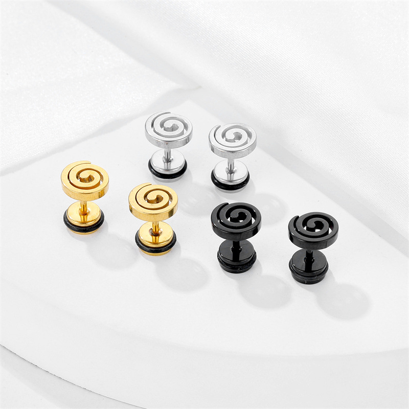 10g Weight Ear Studs Classification 1 Piece Vintage Style Geometric Plating Stainless Steel Ear Studs