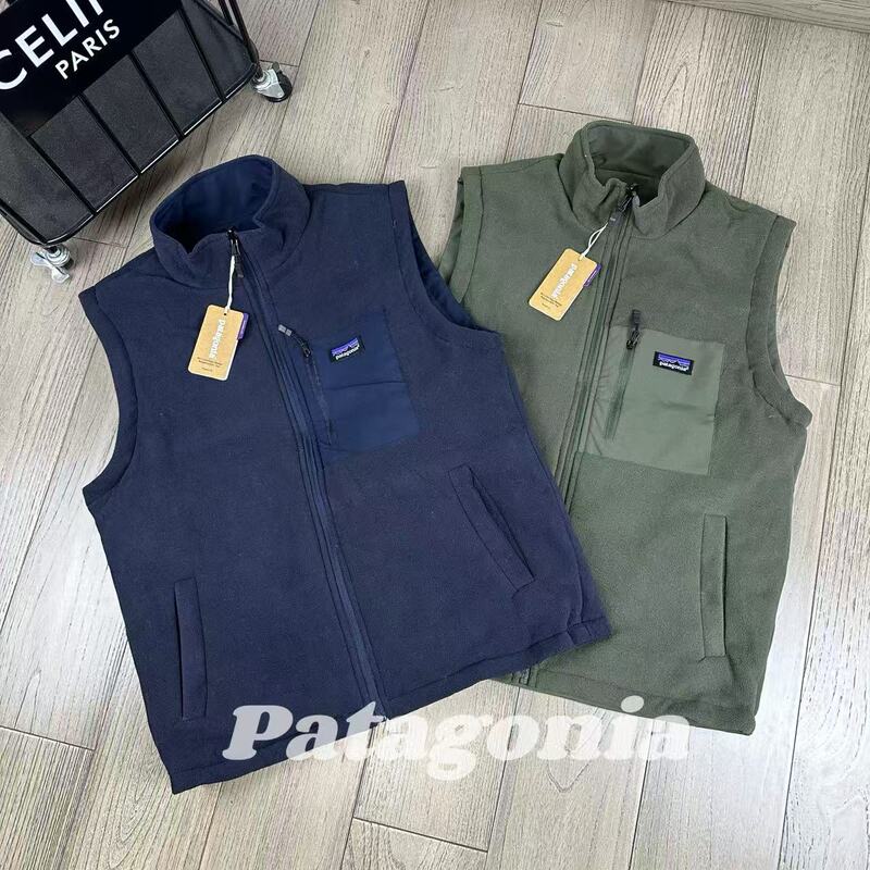 Pata Patagonia Autum Outdoor Men's Stand-Up Collar Sleeveless Vest Double-Sided Polar Fleece Thermal Vest