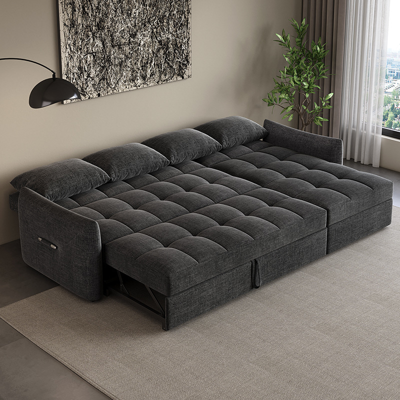 Sofá cama multifuncional de látex para sentarse y acostarse tela de doble uso sala de estar pequeña casa doble triple sofá cama de esquina plegable