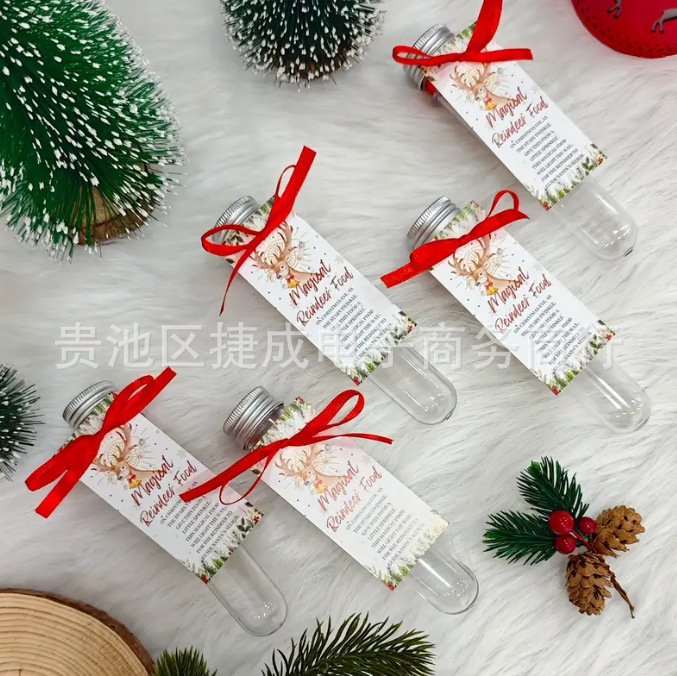 跨境圣诞节房间装饰品创意设计训鹿礼物卡塑料试管装饰|undefined