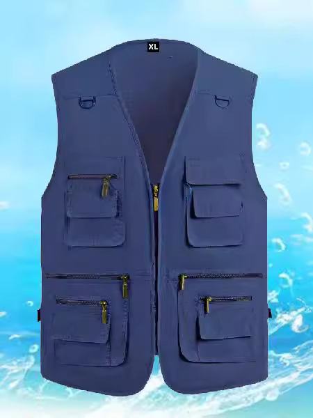 Impresión personalizada logotipo delgado chaleco de verano para hombres de mediana edad multi-bolsillo chaleco de hombro multifuncional nuevo