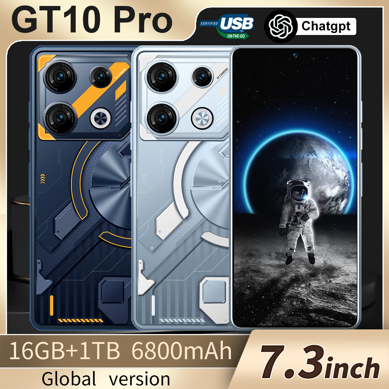 Cross-Border Exclusive Smartphone Gt10 Pro Android 7.3inch Large Screen 16+1Tb Source Factory Direct Sales Price