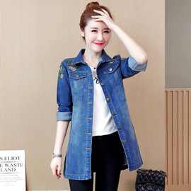 2020新款女装风衣春秋牛仔外套女中长款中年妈妈装秋装百搭牛仔衣