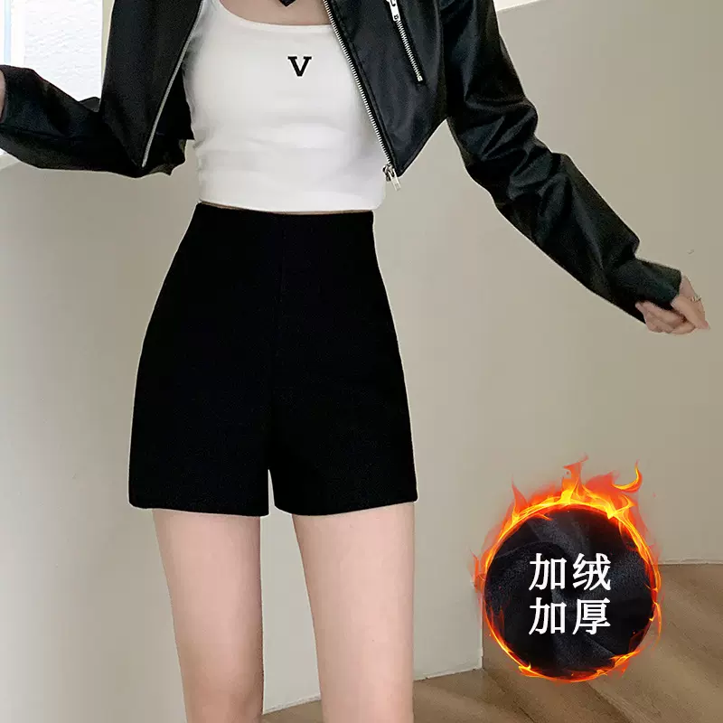 高腰短裤女秋冬季2025新款打底黑色西装美式辣妹显瘦a字外穿热裤