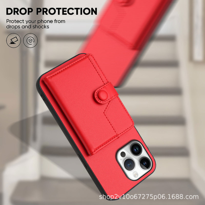 For Apple 11PRO button card bag 11 all-inclusive anti-drop mobile phone leather case IPHONEXSMAX flip card 13