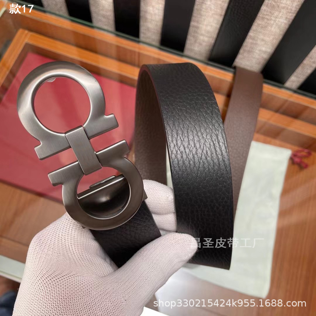 17. 무광택 총 버클 + 블랙 브라운(라이치 패턴/경계 없음)