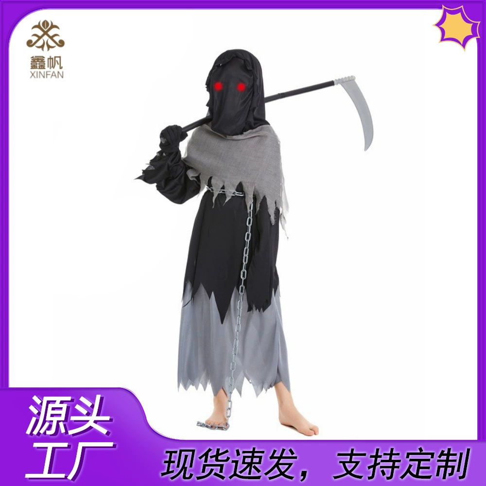 Хэллоуин играет костюм для детей Таинственный ужас Смерть одеваются