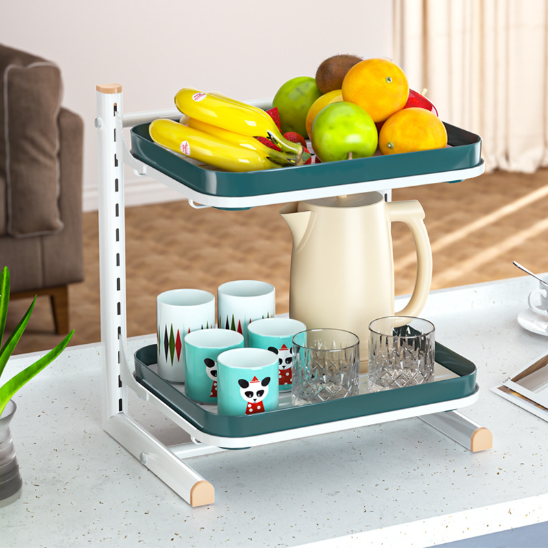 Cup Storage Rack Household Living Room Elevated Tea Cup Tea Set Double-Layer Storage Rack Bathroom Kitchen Drain Tray
