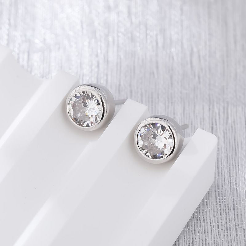 Pendientes de burbuja brillante de plata de ley s925 para mujer, moda, temperamento simple, bolso redondo, pendientes de circón, pendientes perforadas