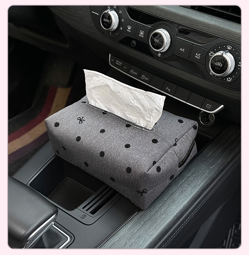 Car Tissue Box Polo Dot Bow Car Seat Back Hanging Tissue Drawers Internet Popular Multifunctional Car Tissue Box