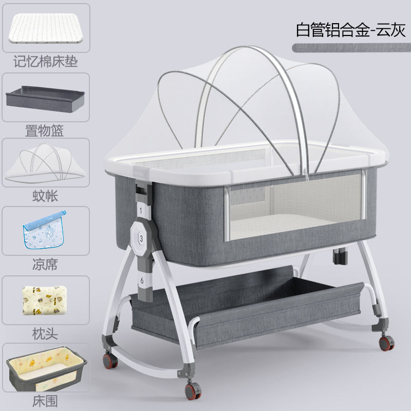 Cama de bebé de aleación de aluminio cama de costura cama multifuncional móvil plegable cama infantil bebé recién nacido cama cuna cama