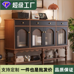 美式复古风实木玄关柜储物收纳置物柜法式中古展示装饰餐边柜斗柜