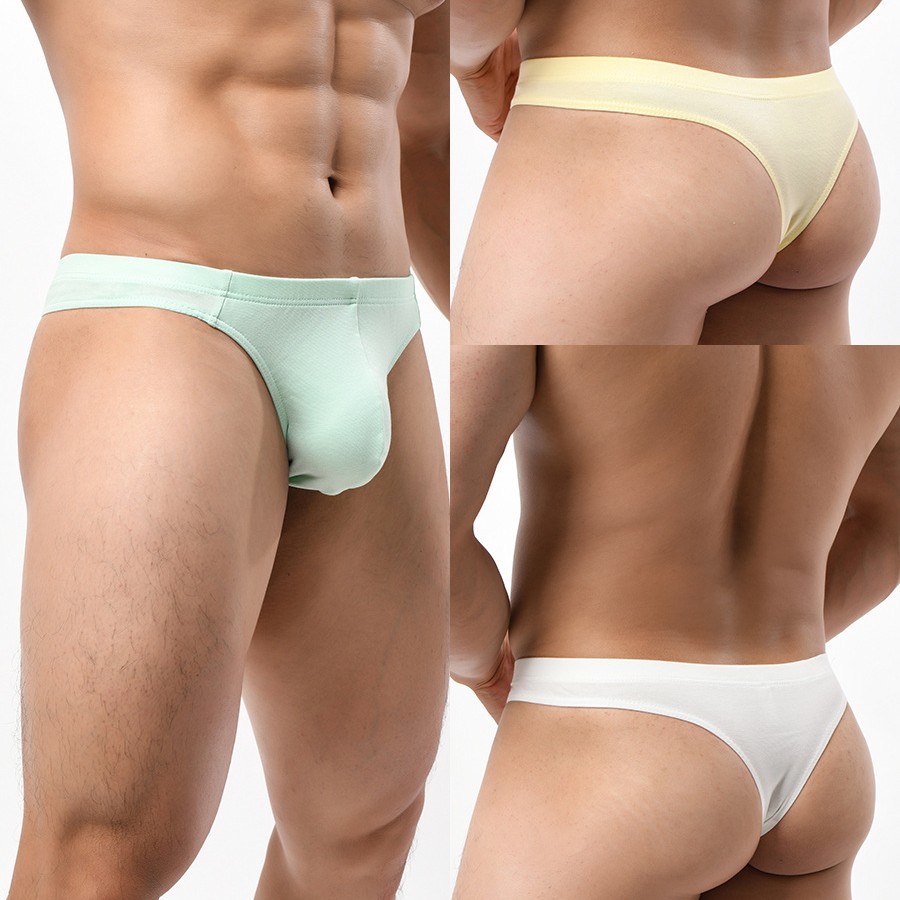 New Underwear Men's Pure Cotton Breathable Sexy Thong Young Men's Pure Color Simple Sexy Sports Shorts