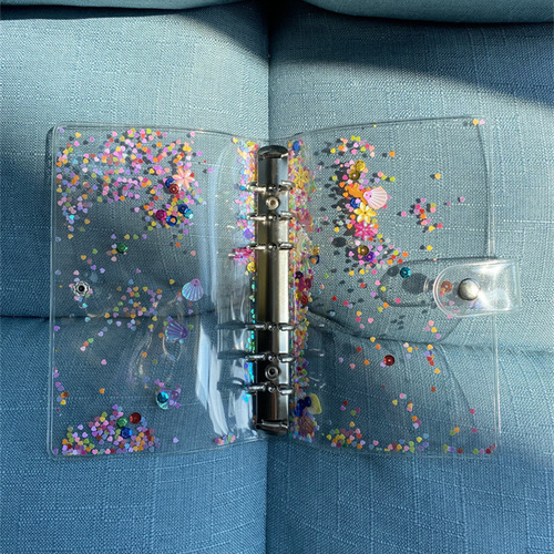 A6 color quicksand shell sequins PVC binder photo album clip celebrity photo card collection storage booklet hand ledger