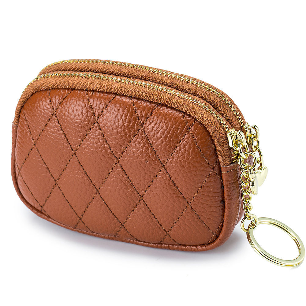 Monedero/llavero de doble cremallera con tarjetero para mujer