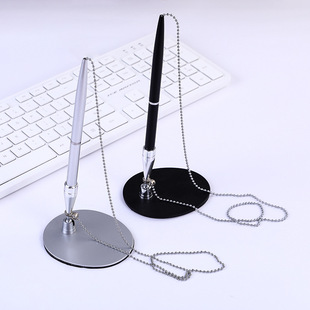 Hotel Bank Desktop Fixed Desk Pen Business Office Corporate Meeting Writing Smooth Metal Signature Pen Printed Logo
