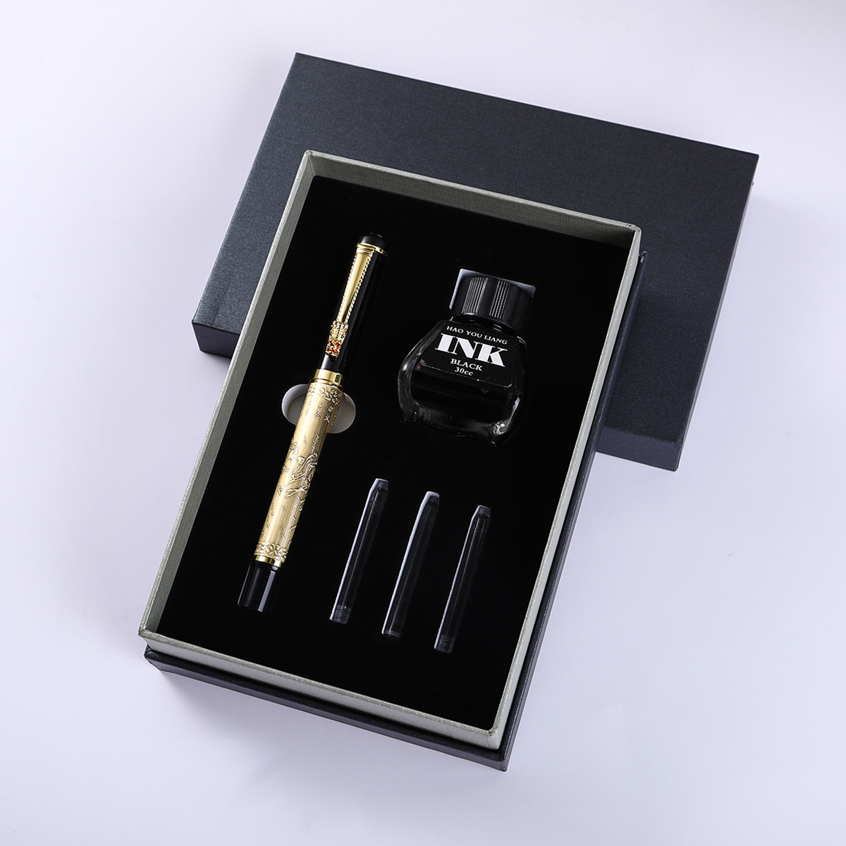 High-end Business Gift Pen Set with Ink Tank and Ink Bottle Dual-Use Promotional Gift Box, Wholesale Pens