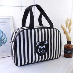 小熊大容量條紋洗漱包浴兜女男士洗澡包浴筐手提洗澡籃健身洗浴包