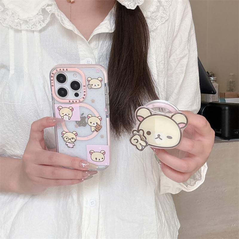 Corazón de niña lindo oso de dibujos animados para iPhone 16Pro funda para teléfono móvil 15ProMax nicho 14/13 femenino 16