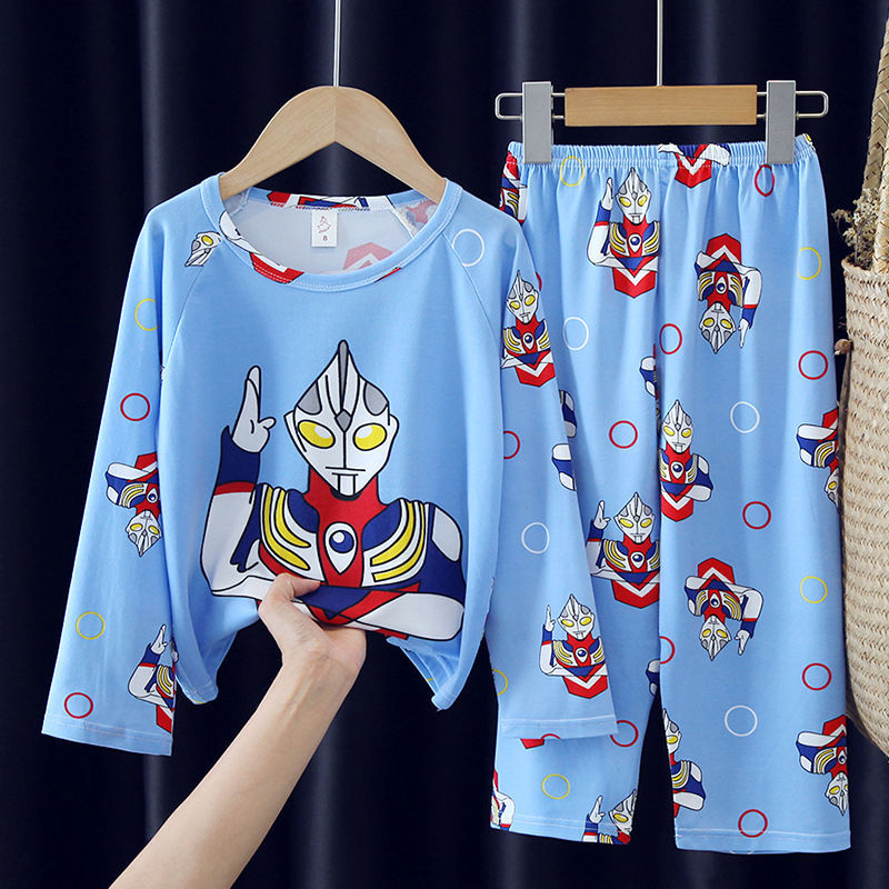 Spring and Autumn children's pajamas long-sleeved cartoon suit boys and girls Middle and big Children Baby Primary School students new home wear