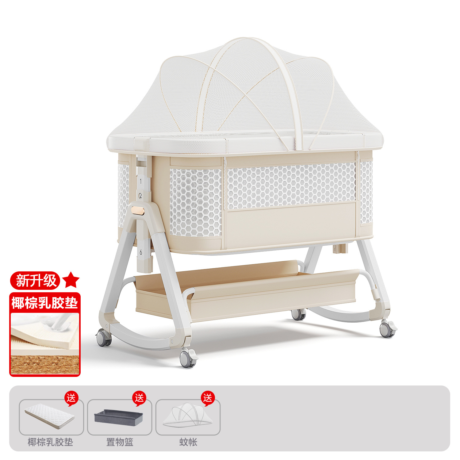 Cama de bebé móvil portátil cuna cama plegable multifuncional BB cama para recién nacidos empalme cama grande