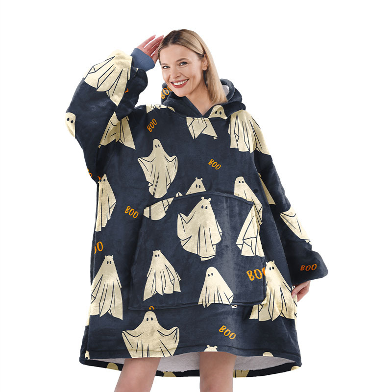 Halloween gran franela pareja ropa casera casual pijamas calentamiento europeo y americano encapuchado pijama perezoso
