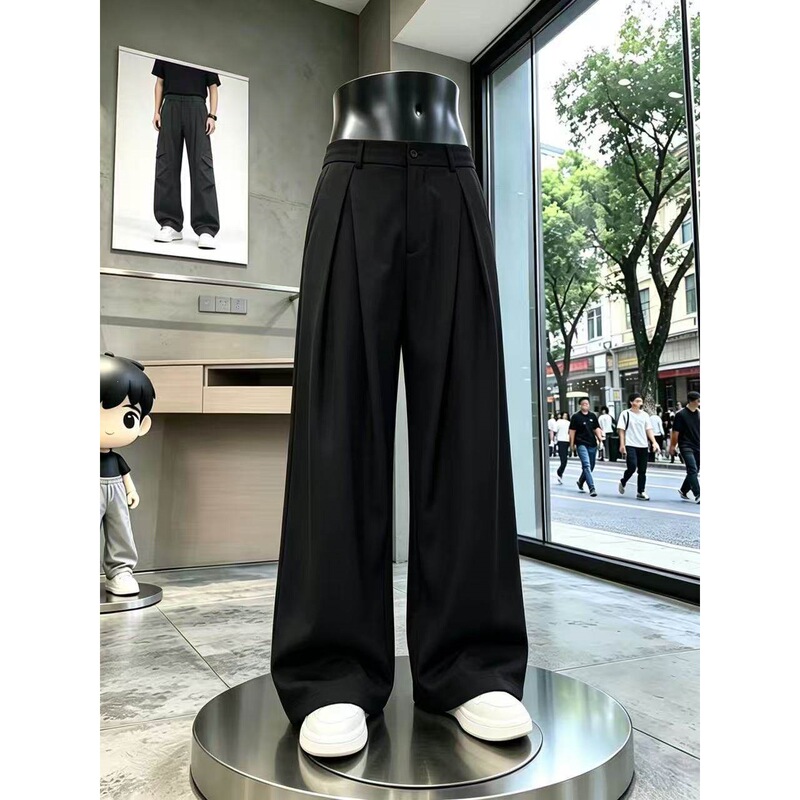 Loose, Drapey, Three-Dimensional Pleated Wide-Leg Pants for Men, Designer-Style Suit Pants, Non-Iron Casual Straight-Leg Long Pants for Men and Women Loose, Drapey, Three-Dimensional Pleated Wide-Leg Pants for Men, Designer-Style Suit Pants, Non-Iron Casual Straight-Leg Long Pants for Men and Women