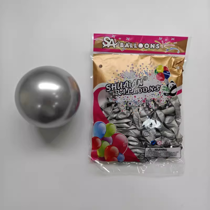 Shuai'an globo de metal de 5 pulgadas engrosado cromo látex decoración de la boda globo de metal 100 piezas