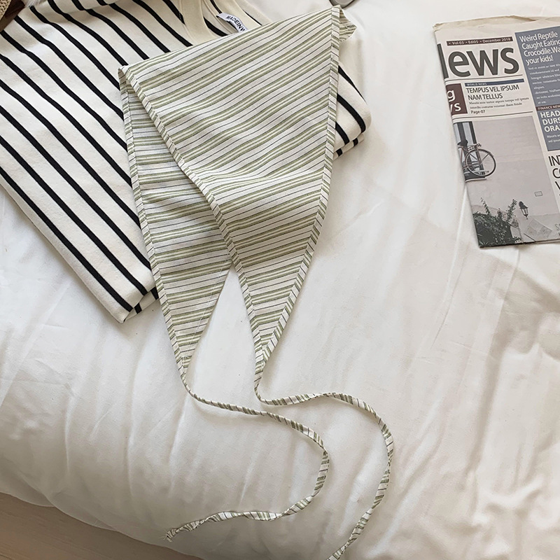 Bufanda de seda, sensación de alta calidad, nuevo pañuelo a rayas fresco, cinturón para el cabello, bufanda triangular para el cabello, accesorios para la cintura, cortina de pedo, apilamiento