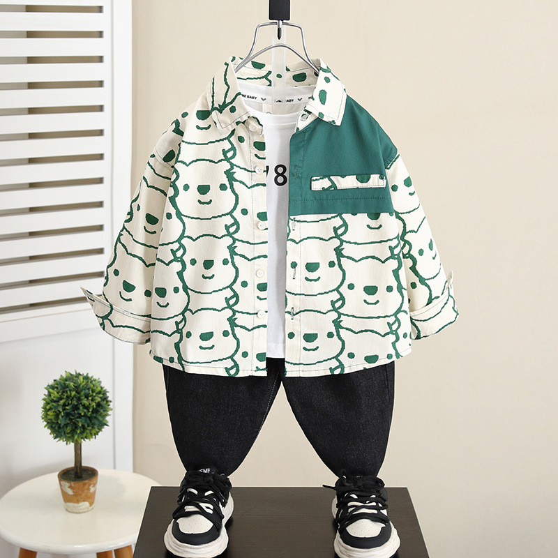 5834 camisa para niños otoño delgado 2025 nuevo niño otoño chaqueta coreana bebé primavera y otoño camisa marea